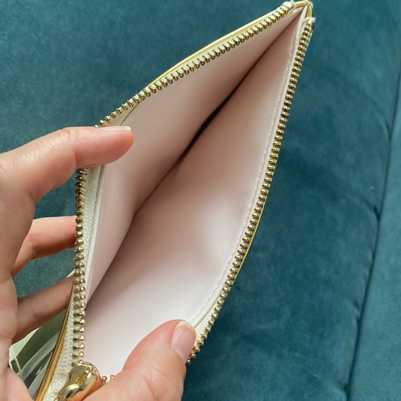 NEW Kate Spade Gold & Cream Zipper Pouch - Picture 5 of 5